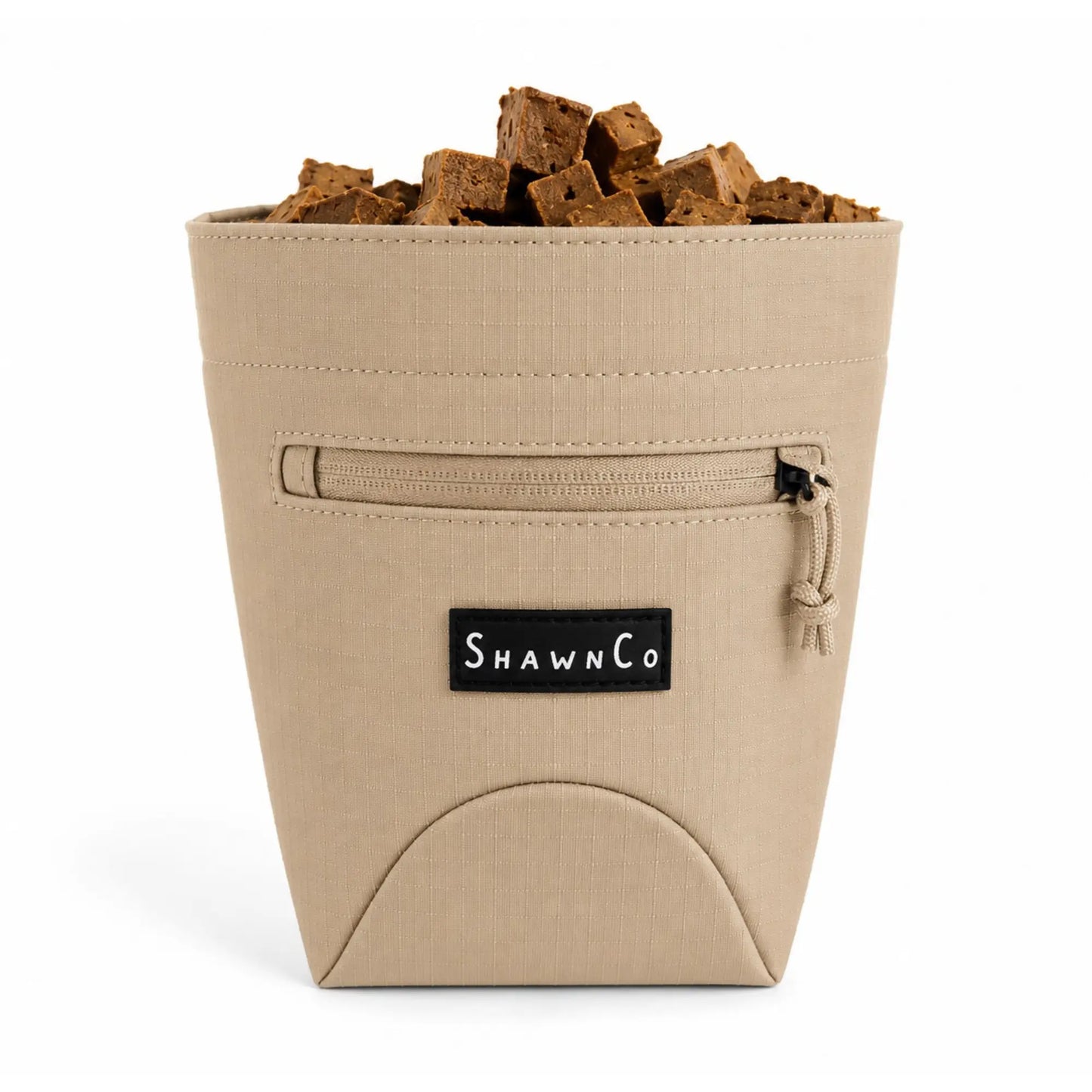 Shawnco Dog Treat Pouch - Magnetic Closure Training Bag with Adjustable Waist Belt (Up to 52"), Clip-On Option, and Front Zippered Pocket (Driftwood)