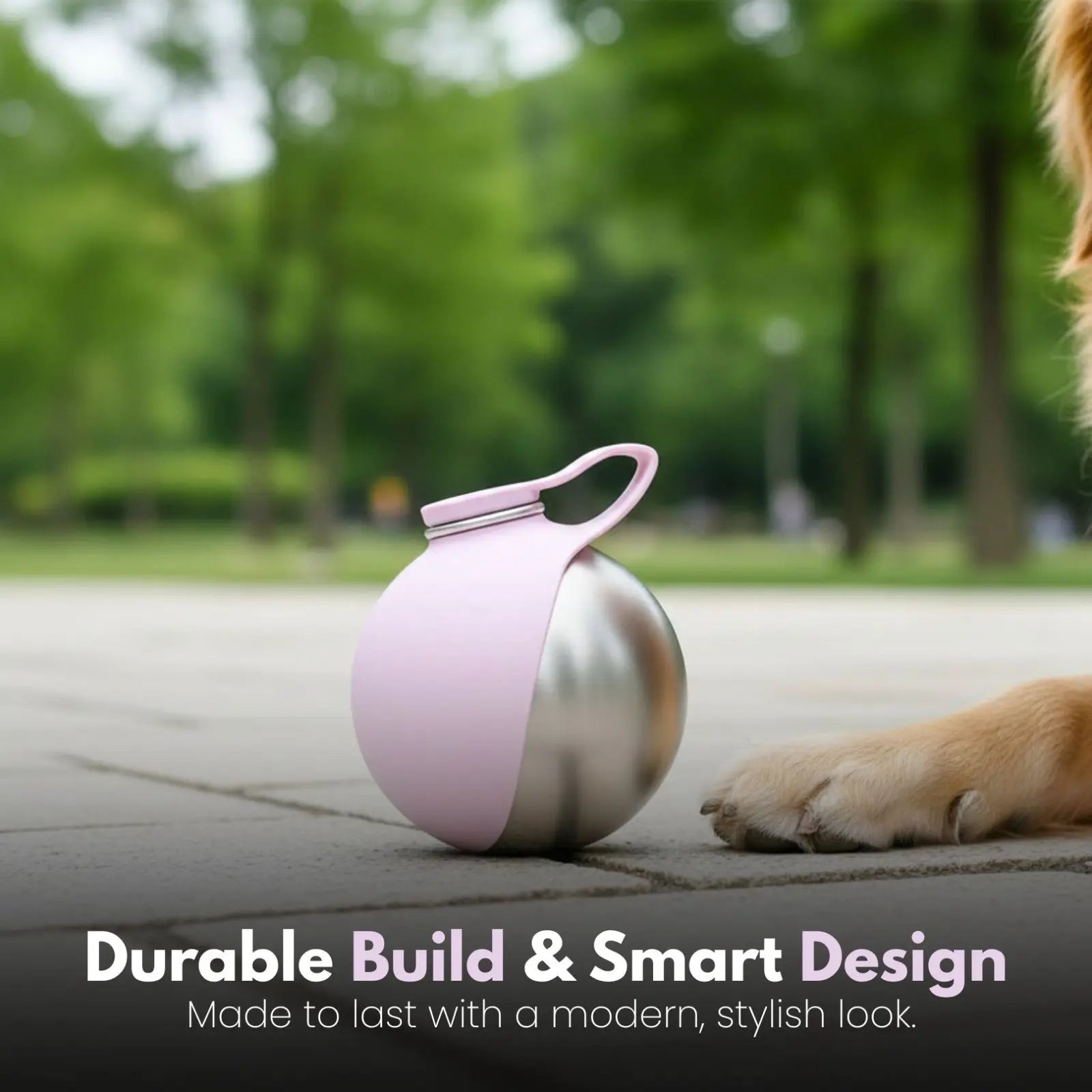 Portable Dog Water Dispenser - Foldable Pet Water Bottle, Leak-Proof Design, Ideal for Travel, 304 Stainless Steel Large Capacity (287ml) with Collapsible Silicone Bowl
