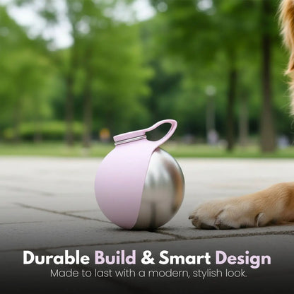 Portable Dog Water Dispenser - Foldable Pet Water Bottle, Leak-Proof Design, Ideal for Travel, 304 Stainless Steel Large Capacity (287ml) with Collapsible Silicone Bowl