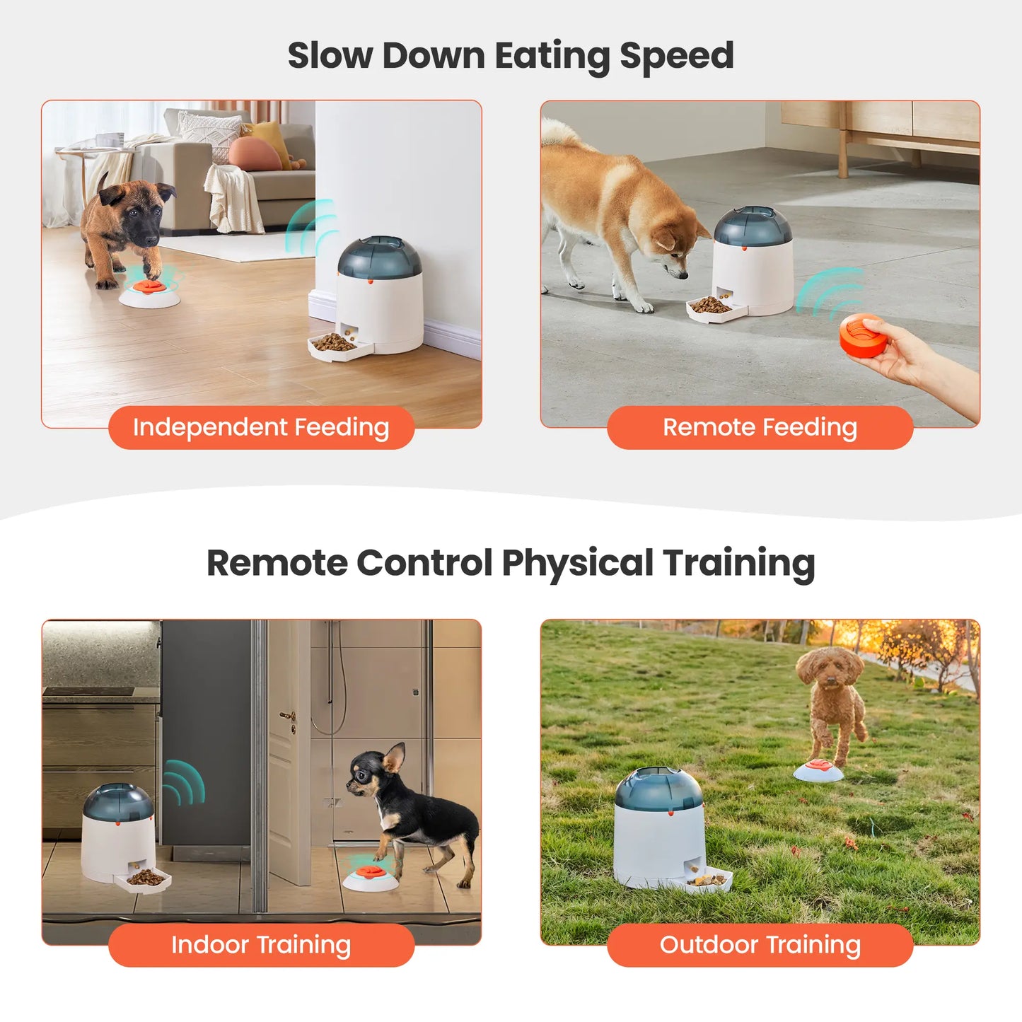Potaroma Interactive IQ Training Pet Feeder - 280ml Rechargeable Automatic Treat Dispenser and Remote-Controlled Food Toy for Dogs and Cats of All Breeds
