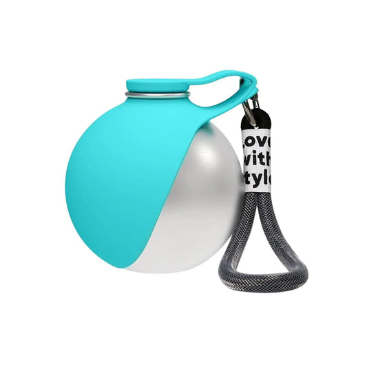 Portable Dog Water Dispenser - Foldable Pet Water Bottle, Leak-Proof Design, Ideal for Travel, 304 Stainless Steel Large Capacity (287ml) with Collapsible Silicone Bowl