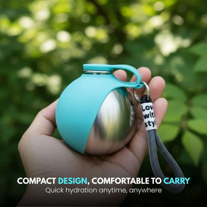 Portable Dog Water Dispenser - Foldable Pet Water Bottle, Leak-Proof Design, Ideal for Travel, 304 Stainless Steel Large Capacity (287ml) with Collapsible Silicone Bowl