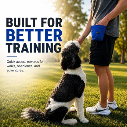 Shawnco Dog Treat Pouch - Magnetic Closure Training Bag with Adjustable Waist Belt (Up to 52"), Clip-On Option, and Front Zippered Pocket (Driftwood)