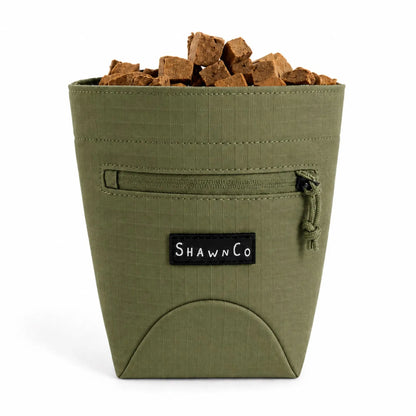 Shawnco Dog Treat Pouch - Magnetic Closure Training Bag with Adjustable Waist Belt (Up to 52"), Clip-On Option, and Front Zippered Pocket (Driftwood)