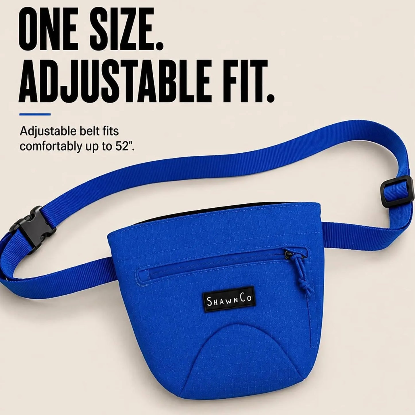 Shawnco Dog Treat Pouch - Magnetic Closure Training Bag with Adjustable Waist Belt (Up to 52"), Clip-On Option, and Front Zippered Pocket (Driftwood)